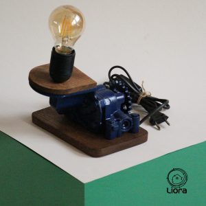 آباژور رومیزی پایه چوبی لیورا مدل کارما با لامپ ادیسونی کد 3007